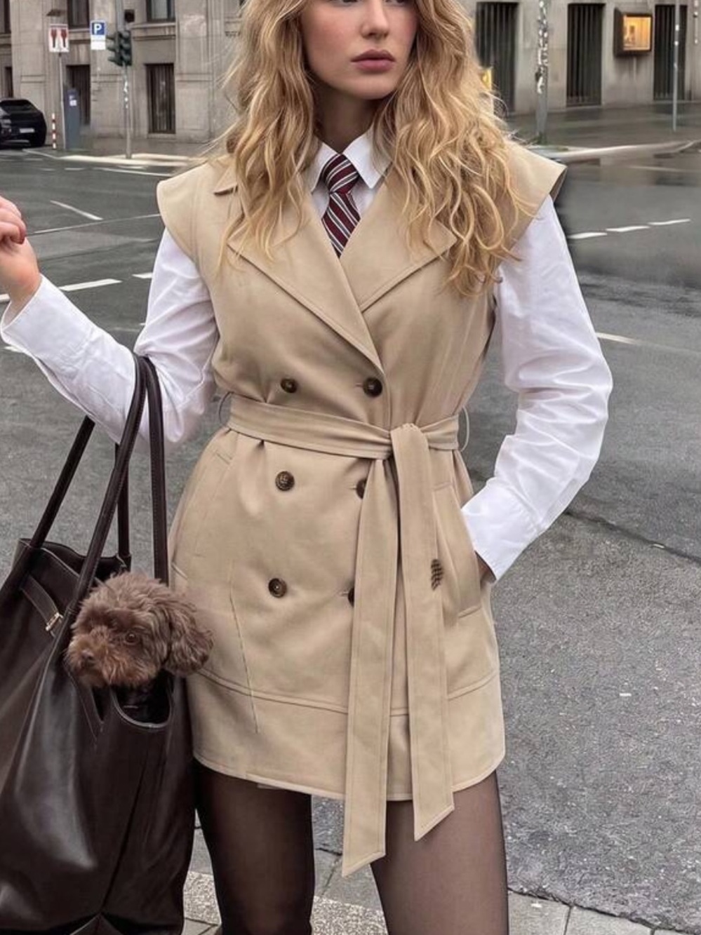 Women's Autumn Fashion Elegant French Professional Cap Sleeve Waist-Cin